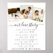 Elegant Photo Our Love Story Timeline Wedding Sign ポスター (正面)
