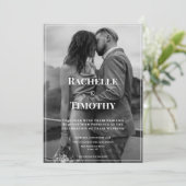 Elegant Photo Overlay Black White Modern Wedding 招待状 (スタンド正面)