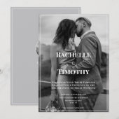 Elegant Photo Overlay Black White Modern Wedding 招待状 (正面/裏面)
