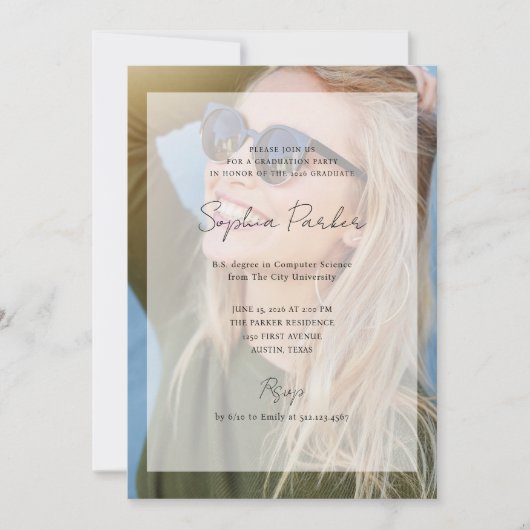 Elegant Photo Overlay | Graduation Party 招待状 (正面)