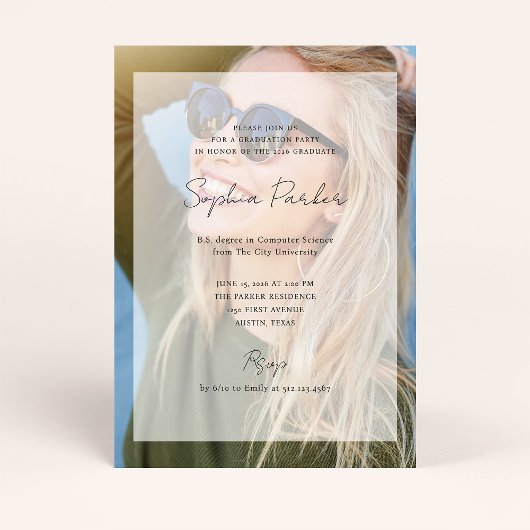 Elegant Photo Overlay | Graduation Party 招待状