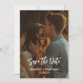 Elegant Photo Overlay Text Wedding Save The Date 招待状 (正面)