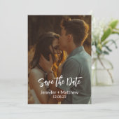 Elegant Photo Overlay Text Wedding Save The Date 招待状 (スタンド正面)