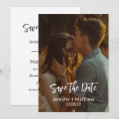 Elegant Photo Overlay Text Wedding Save The Date 招待状 (正面/裏面)