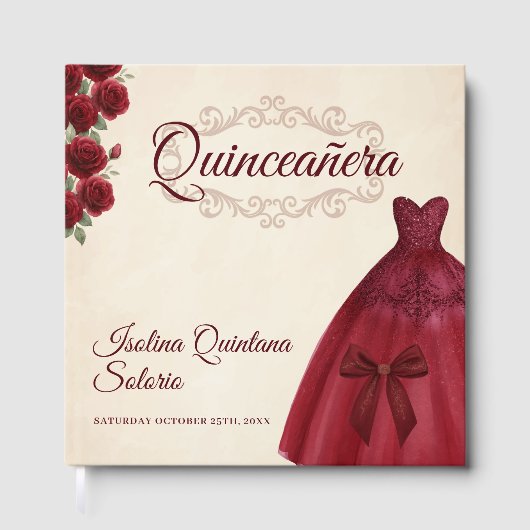 Elegant Photo Quinceanera 15th birthday Burgundy  ゲストブック (正面)