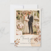 Elegant Photo Rustic Autumn Wedding Thank You Card サンキューカード (正面)