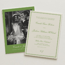 Elegant Photo Sage Green Wedding 招待状