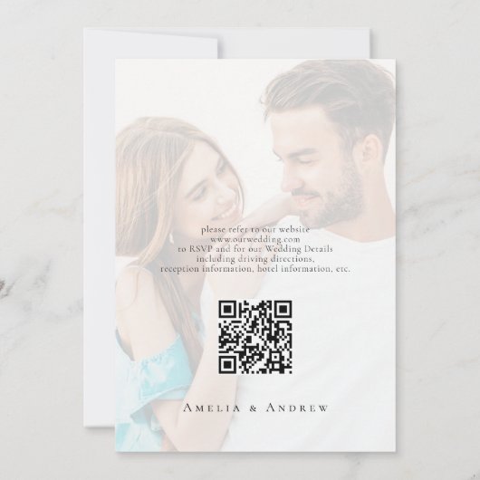 Elegant Photo Script Calligraphy QR Code Wedding 招待状 (裏面)