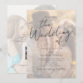 Elegant Photo Script Calligraphy QR Code Wedding 招待状 (正面/裏面)