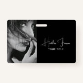 Elegant Photo Script Name Title  バッジ (正面)