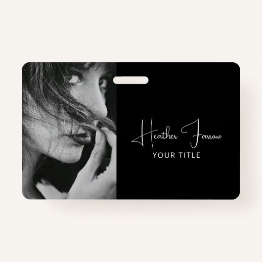 Elegant Photo Script Name Title  バッジ (裏面)