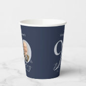 Elegant Photo Silver Navy Blue 90th Birthday 紙コップ (左)