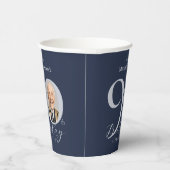 Elegant Photo Silver Navy Blue 90th Birthday 紙コップ (右)