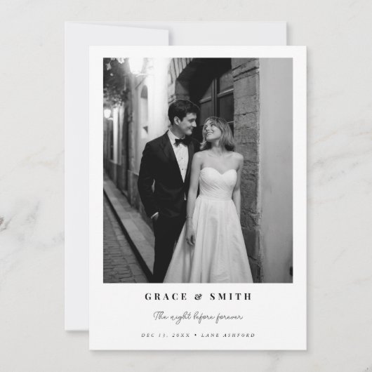 Elegant Photo the Night Before Rehearsal Dinner 招待状 (正面)