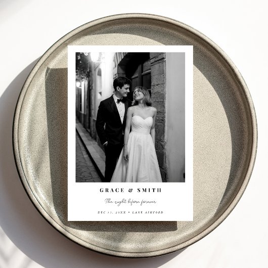 Elegant Photo the Night Before Rehearsal Dinner 招待状