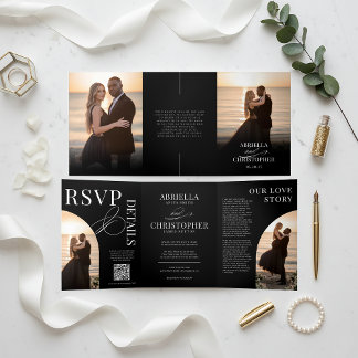 Elegant Photo Tri-Fold Wedding Invitation 三つ折りプログラム