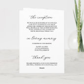 Elegant Photo Wedding Ceremony Timeline Program カード (裏面)