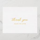 Elegant Photo Wedding Foil Thank You Postcard 箔招待状ポストカード (正面)