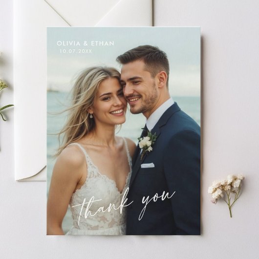 Elegant Photo Wedding Thank You Card サンキューカード