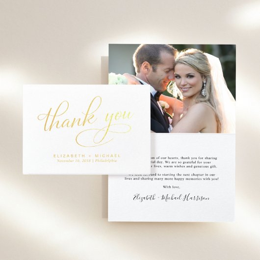 Elegant Photo Wedding Thank You Foil Card 箔カード