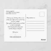 Elegant Photo Wedding Thank You Postcard ポストカード (裏面)