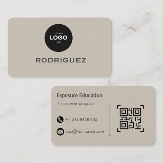 Elegant Photography Workshop Brown Business Card 名刺 (正面/裏面)