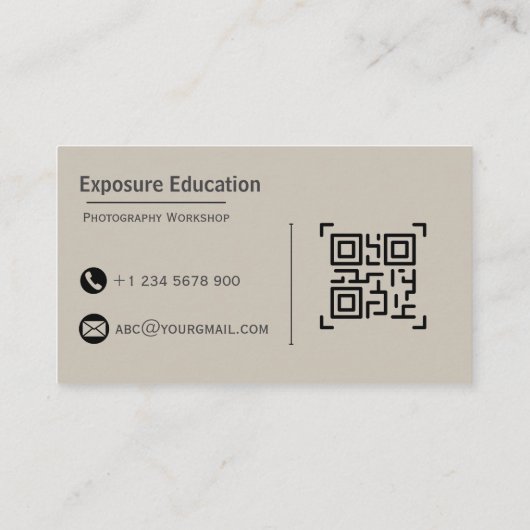 Elegant Photography Workshop Brown Business Card 名刺 (裏面)