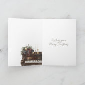 Elegant Piano Gold Brown Stripes Christmas カード (内部)