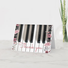 elegant piano keyboard floral thank you サンキューカード
