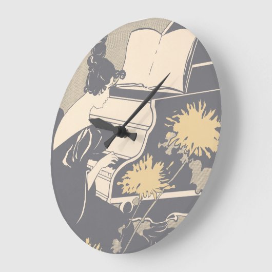 Elegant Piano Player ラージ壁時計 (傾斜)