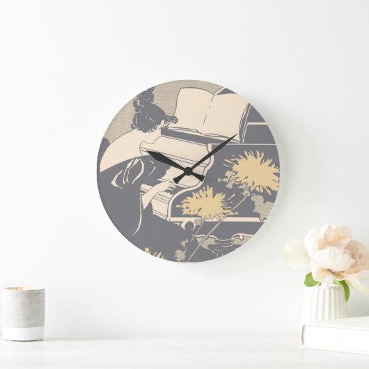 Elegant Piano Player ラージ壁時計 (ホーム)