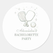Elegant Pickleball Club Bachelorette Party ラウンドシール (正面)
