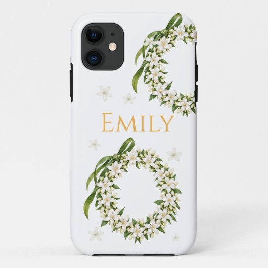 Elegant Pikake Lei iPhone Case Case-Mate iPhoneケース (裏面)