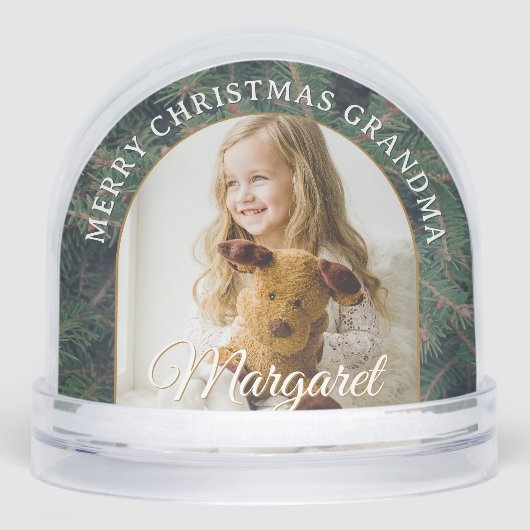 Elegant Pine Border Photo Snow Globe (正面)