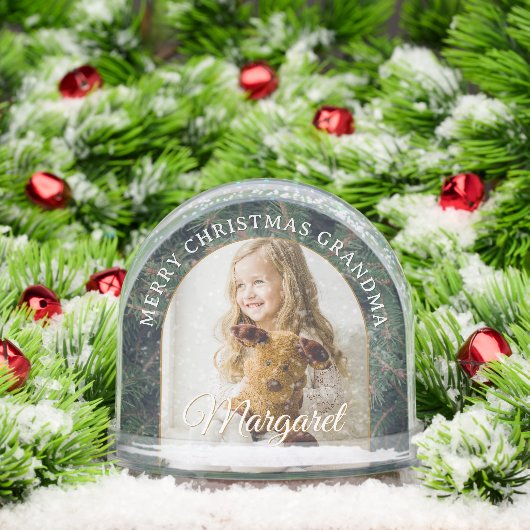 Elegant Pine Border Photo Snow Globe (クリスマス)