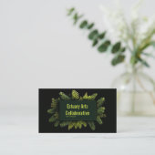 Elegant Pine Fern Evergreen Black Botanical 名刺 (スタンド正面)
