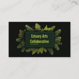 Elegant Pine Fern Evergreen Black Botanical 名刺