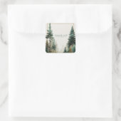 Elegant Pine Forest Gold Frame Rustic Winter スクエアシール (バッグ)