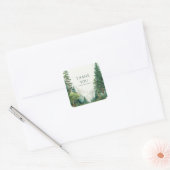 Elegant Pine Forest Mountain Watercolor Rustic スクエアシール (封筒)