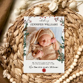 Elegant Pine Frame Baby Birth Announcement Card 案内状