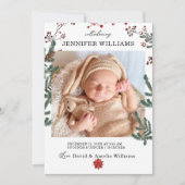 Elegant Pine Frame Baby Birth Announcement Card 案内状 (正面)