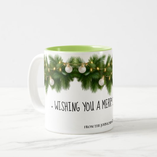 Elegant Pine Garland Christmas Mug ツートーンマグカップ (正面左)