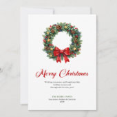 Elegant Pine Wreath Christmas Greeting Printable シーズンカード (正面)