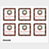 Elegant Pine Wreath Christmas Sticker Personalized スクエアシール (シート)