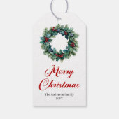 Elegant Pine Wreath Christmas Tag with Name ギフトタグ (裏面)