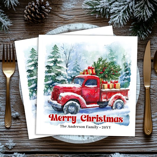 Elegant Pine Wreath Red Green Plaid Napkins