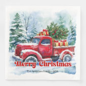 Elegant Pine Wreath Red Green Plaid Napkins (正面)