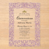 Elegant Pink 15th Birthday Quinceanera アクリル招待状 (正面)