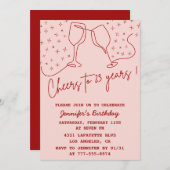 Elegant Pink 23rd birthday invitations Cheers  招待状 (正面/裏面)