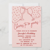 Elegant Pink 24th birthday invitations Cheers 招待状 (正面)